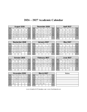 2026-2027 Academic Calendar Calendar