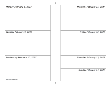 02/08/2027 Weekly Calendar-landscape Calendar