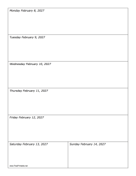 02/08/2027 Weekly Calendar-portrait Calendar