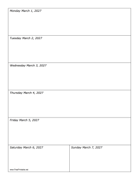 03/01/2027 Weekly Calendar-portrait Calendar