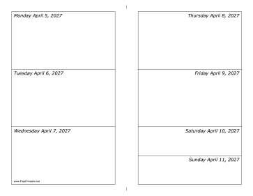 04/05/2027 Weekly Calendar-landscape Calendar
