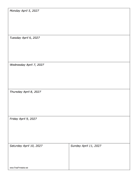 04/05/2027 Weekly Calendar-portrait Calendar