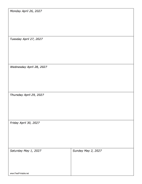 04/26/2027 Weekly Calendar-portrait Calendar