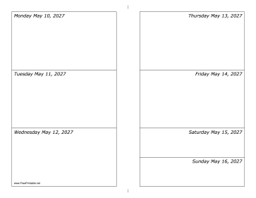 05/10/2027 Weekly Calendar-landscape Calendar