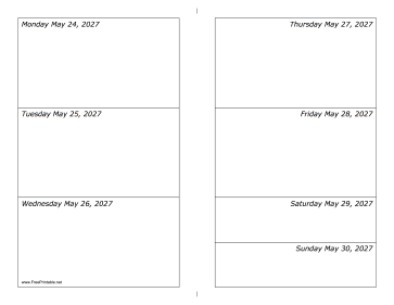 05/24/2027 Weekly Calendar-landscape Calendar