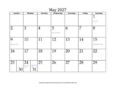 May 2027 Calendar Calendar