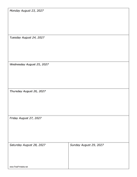 08/23/2027 Weekly Calendar-portrait Calendar