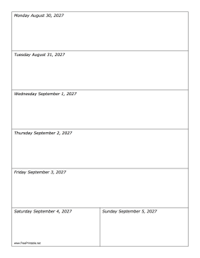 08/30/2027 Weekly Calendar-portrait Calendar
