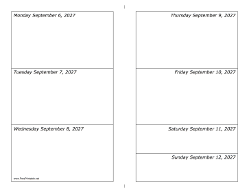 09/06/2027 Weekly Calendar-landscape Calendar