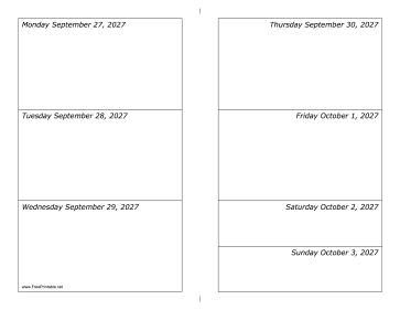 09/27/2027 Weekly Calendar-landscape Calendar