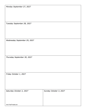 09/27/2027 Weekly Calendar-portrait Calendar