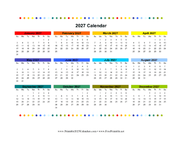 2027 Colorful Calendar Calendar