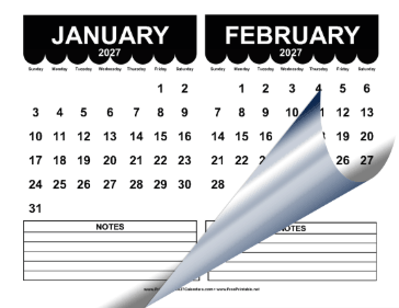 2027 Cute Scallop Calendar Calendar