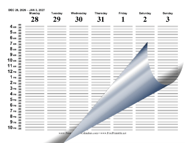 2027 Half-Hour Calendar Calendar