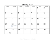 January 2027 Calendar