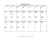 March 2027 Calendar