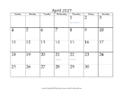 April 2027 Calendar