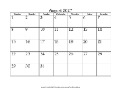 August 2027 Calendar
