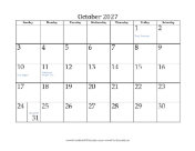 October 2027 Calendar